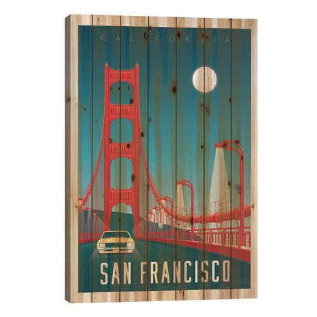 San Francisco Golden Gate Bridge Travel Poster by Olahoop Travel Posters (26"H x 18"W x 1.5"D)