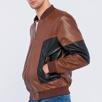 Blocked Bomber Jacket // Brown + Black (S)