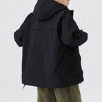 Front Big Pockets Hooded Jacket // Black (3XL)