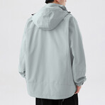 Zip Up & Velcro Hooded Jacket // Light Gray (XL)