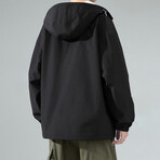 Shoulder Detail Hooded Jacket // Black (M)
