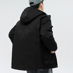 4 Front Pockets Hooded Jacket // Black (2XL)