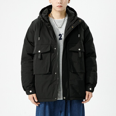 Back Logo Hooded Jacket // Black (XS)
