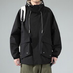 Shoulder Detail Hooded Jacket // Black (M)