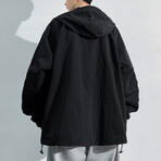 Front Pockets Hooded Jacket // Black (M)