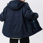 4 Front Pockets Hooded Jacket // Dark Blue (M)