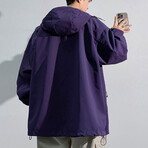 Front Zipper Pockets Hooded Jacket // Purple (2XL)