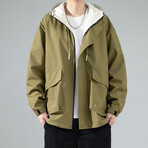 Shoulder Detail Hooded Jacket // Green (L)