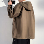 Shoulder Detail Hooded Jacket // Light Brown (2XL)