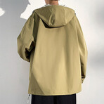 Shoulder Detail Hooded Jacket // Green (L)