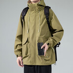 Shoulder Detail Hooded Jacket // Green (L)