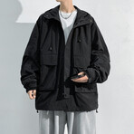 Front Pockets Hooded Jacket // Black (M)
