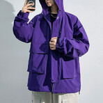 Front Pockets Hooded Jacket // Purple (XL)