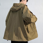 Front Pockets Hooded Jacket // Brown (M)
