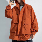Front Pockets Hooded Jacket // Orange (M)