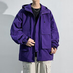 Front Pockets Hooded Jacket // Purple (XL)