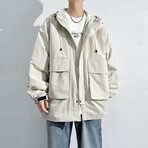 Front Pockets Hooded Jacket // Ivory (M)
