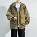Front Pockets Hooded Jacket // Brown (M)