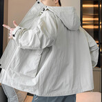 Front Pockets Hooded Jacket // Ivory (M)