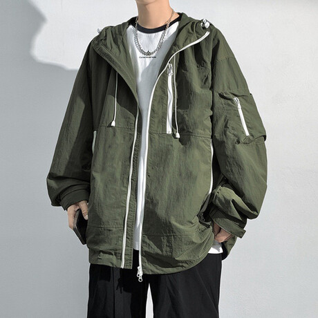 Arm Pocket Hooded Jacket // Army Green (XS)