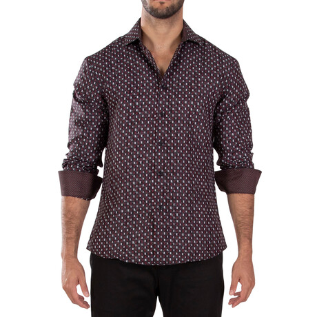 Square Dance Long Sleeve Dress Shirt // Black (XS)