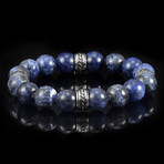 Sodalite Stone + Stainless Steel Accents Stretch Bracelet // 8"