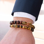 Red Tiger Eye Stone + Antiqued Gold Plated Steel Clasp // 8"