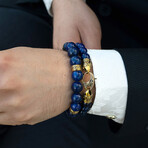 Lapis Lazuli Stone + Antiqued Gold Plated Steel Clasp // 8"