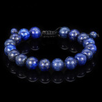 10mm Lapis Lazuli Stone Adjustable Bead Bracelet // 8"