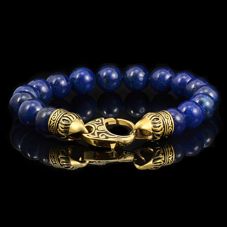 Lapis Lazuli Stone + Antiqued Gold Plated Steel Clasp // 8"