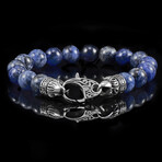 Sodalite Stone + Antiqued Stainless Steel Clasp // 8"