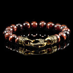 Red Tiger Eye Stone + Antiqued Gold Plated Steel Clasp // 8"