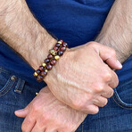 Red Tiger Eye Stone + Gold Plated Accents Adjustable Bracelet // 8"Bracelet // 8"