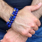 10mm Lapis Lazuli Stone Adjustable Bead Bracelet // 8"