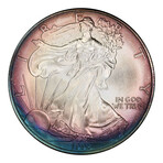 1998 1 oz American Silver Eagle // PCGS Certified MS68 // Peripheral Blue Toning