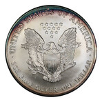 1998 1 oz American Silver Eagle // PCGS Certified MS68 // Peripheral Blue Toning