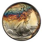 1992 1 oz American Silver Eagle // PCGS Certified MS68 // Rainbow Stripe Toning