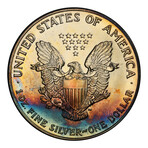 1992 1 oz American Silver Eagle // PCGS Certified MS68 // Rainbow Stripe Toning