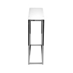 Sandor Console Table with Pure White Tempered Glass Top and Chrome Frame