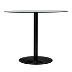 Ava Round Bistro Table with Clear Tempered Glass Top and Matte Black Base