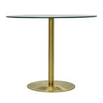 Ava Round Bistro Table with Clear Tempered Glass Top and Matte Brushed Gold Base