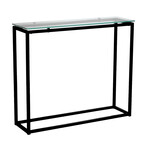 Sandor Console Table with Clear Tempered Glass Top and Black Frame