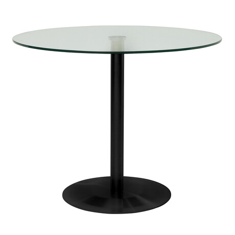 Ava Round Bistro Table with Clear Tempered Glass Top and Matte Black Base