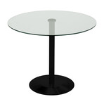 Ava Round Bistro Table with Clear Tempered Glass Top and Matte Black Base