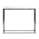 Sandor Console Table with Pure White Tempered Glass Top and Chrome Frame