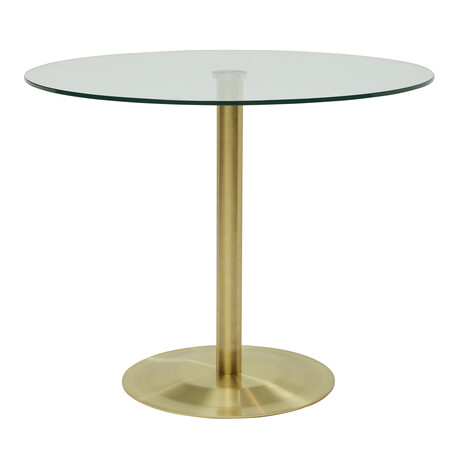 Ava Round Bistro Table with Clear Tempered Glass Top and Matte Brushed Gold Base