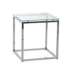 Sandor Square Side Table in Clear Glass with Chrome Base