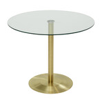 Ava Round Bistro Table with Clear Tempered Glass Top and Matte Brushed Gold Base