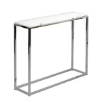 Sandor Console Table with Pure White Tempered Glass Top and Chrome Frame