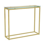 Sandor Console Table with Clear Tempered Glass Top and Matte Brushed Gold Frame